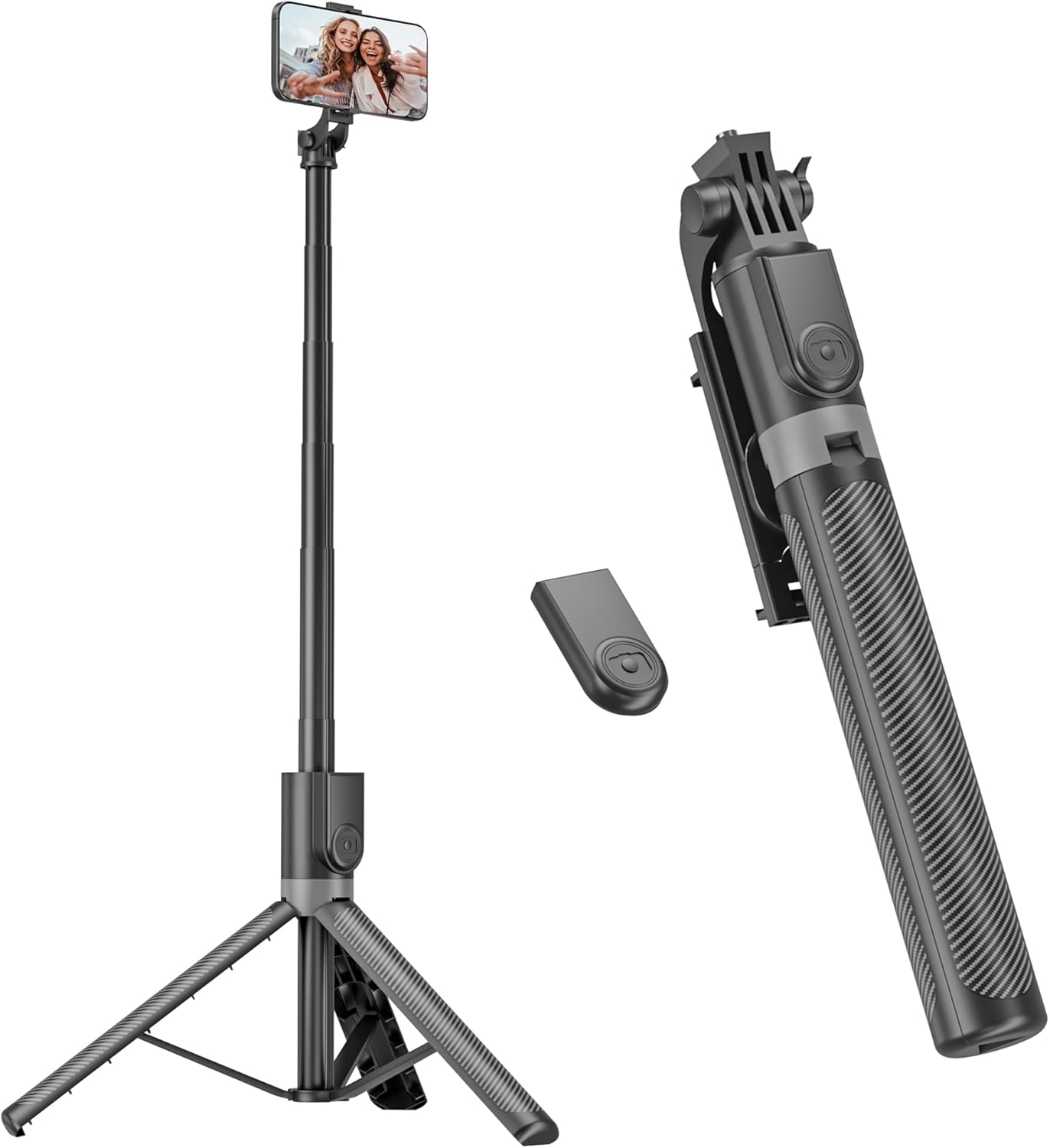 Schwarzes Handystativ mit Fernbedienung